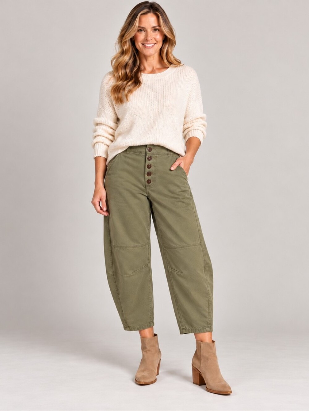 We The Free Olive Barrel Utility Pants Size 27 Button Fly A381